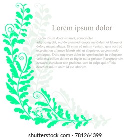 Background green fern leaves on white, Lorem ipsum stock vector illustration
