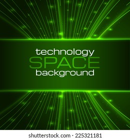 Background with green flares and space for your text. Vector illustration. 