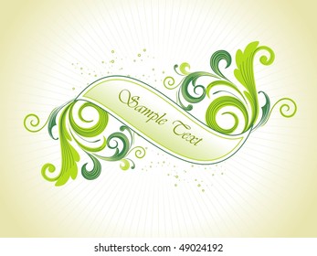 background with green floral pattern banner, illustration