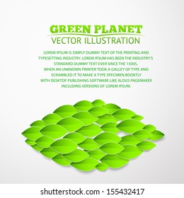 Background with green flower. Vector illustration.