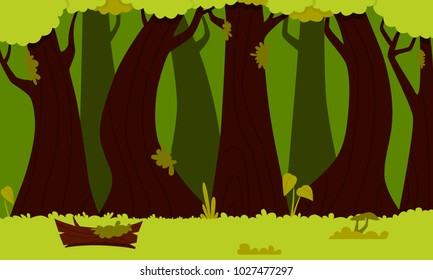 Background green forest. Flat design. Vector illustration