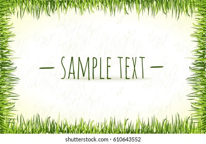 Background with green frame of grass pattern. vector isolated illustration.