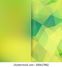 Background of green geometric shapes. Blur background with glass. Colorful mosaic pattern. Vector EPS 10. Vector illustration