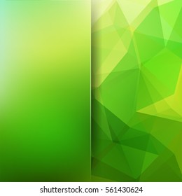 Background of green geometric shapes. Blur background with glass. Colorful mosaic pattern. Vector EPS 10. Vector illustration