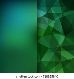 Background of green geometric shapes. Blur background with glass. Mosaic pattern. Vector EPS 10. Vector illustration