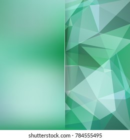 Background of green geometric shapes. Blur background with glass. Colorful mosaic pattern. Vector EPS 10. Vector illustration