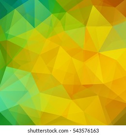 Background of green geometric shapes. Yellow mosaic pattern. Vector EPS 10. Vector illustration