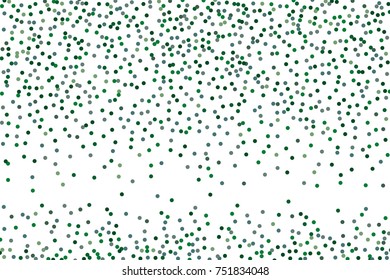 Background with Green glitter, confetti. Randomly, chaotic polka dots, circles, round small-scale Festive design. Bright festival pattern for party invites, wedding, cards, phone Wallpapers Vector