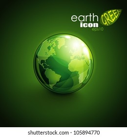 Background With Green Globe Icon