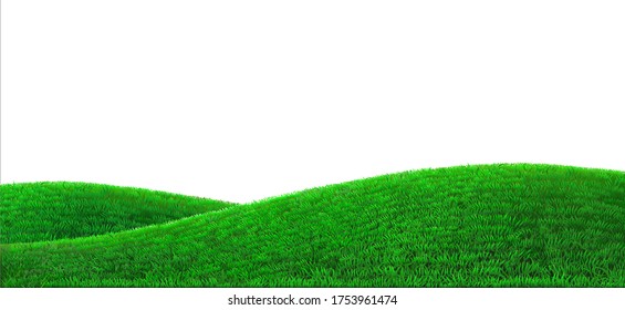 Vector de colinas verdes de fondo. Un paisaje natural ecológico realista. Césped y plantas