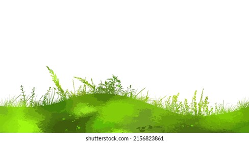 Background green hills vector. Realistic eco natural landscape. Lawn grass and plants