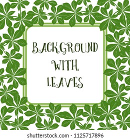 Background with Green Leaves of Chestnut Tree and Frame. Vector