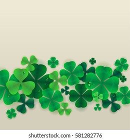 Background green leaves of clover. Isolated vector illustration