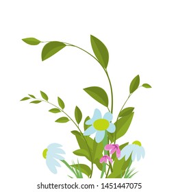 Background with green leaves and colors, ector illustration. branches