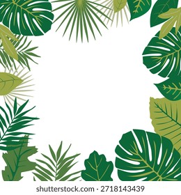 Plano de Fundo com Quadro de Folhas Verdes 