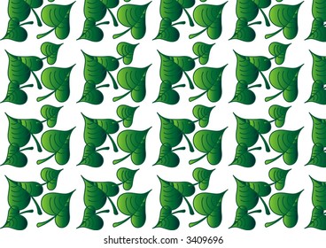 Background with green leaves pattern, vector