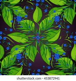 Background with green leaves. Vector illustration.