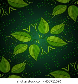 background with green leaves. Vector illustration.