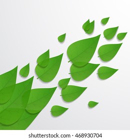 The background with green leaves. Vector illustration.
