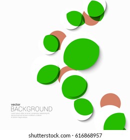 Background with green leaves. Vector illustration. Bright spring abstract background