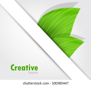 Background with green leaves and white poster