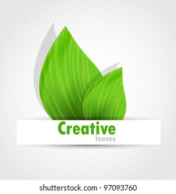 Background with green leaves and white poster