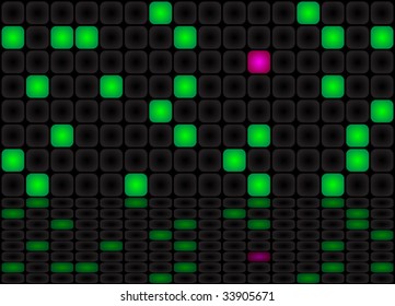 background with green light and one pink to show uniqueness on reflected floor