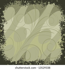 Background with green lines and abstract  swirl