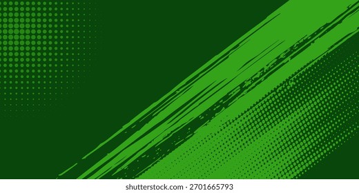 Background green sporty background template vector with shiny lines and lights. Green background with strong pattern design effect