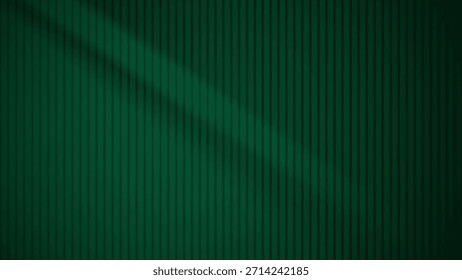 Fondo Textura abstracta de la raya verde Diseño de impresión de moda. Vertical de pared de rayas paralelas con iluminación suave. Pared de Navidades con luz de sombra.