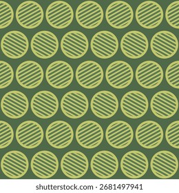 Fondo raya verde verde en color círculo. Anuncio verde redondeado de mosaico sin patrón