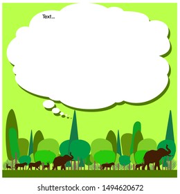 Background Green trees nature landscape bright day. Green Eco , Frame , Vector illustration. 
