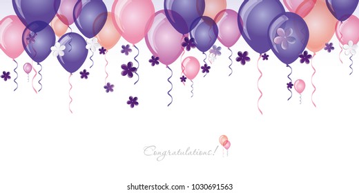 background for greeting card with colored balloons