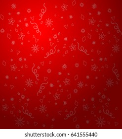 Background for greeting card with confetti on red.