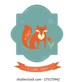 Background and greeting card with fox