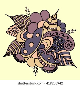 background for greeting card or invitation, round floral pattern
