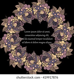 background for greeting card or invitation, round floral pattern