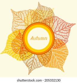 Background, greeting card with stylized autumn leaves.