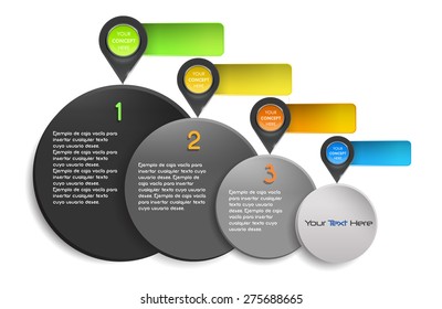 Background with grey circles and pointers for insert text