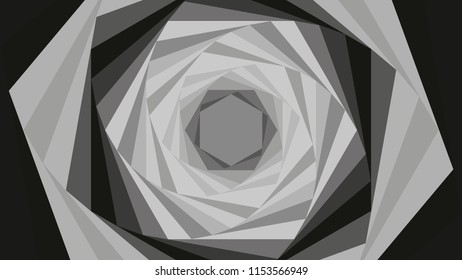 Background in grey tints. Abstract bg. Vector design. Monochrome background. A tunnel effect. Light at the end of the tunnel. 
