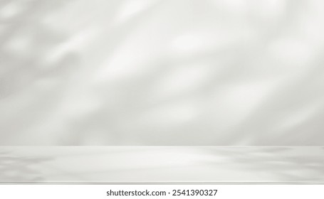 Background Grey Wall Studio Room with Light,Shadow on Table Top,White Backdrop for Spring,Summer product presentation,Empty 3D Display Kitchen Room with Stand for Web Banner in Autumn,Winter