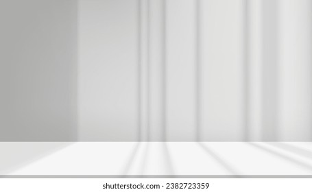 Background Grey Wall Studio with Shadow lines, light on Cement floor Surface Texture,Empty Mockup Kitchen Room with Podium Display,Top Shelf Bar,Backdrop Concrete background,Cosmetic Product Present