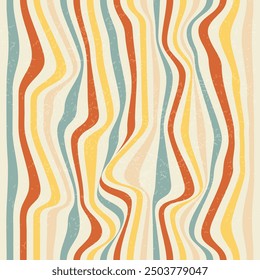 Background groovy, hippie 70s style. Abstract Vector wave Background with texture. 1970 aesthetic with Flowing Waves.