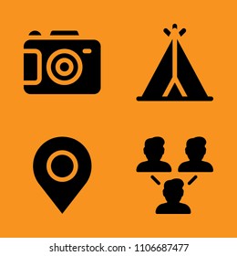 background, group, backpack and capture icons set. Vector illustration for web and design