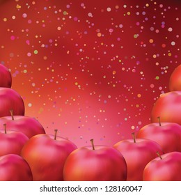 Background with group of red apples, fruit design, eps10, contains transparencies. Vector