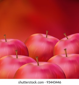 Background with group of red apples, fruit design, eps10, contains transparencies. Vector