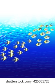 Background of the group of the undersea tropical fish