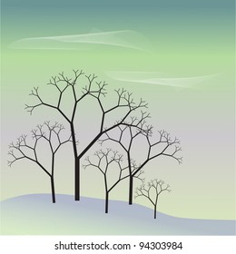 background with a grove on a snowy hill