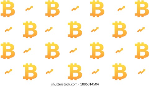 Background with a growing Bitcoin symbol. Digital cryptocurrency. Gold coin. Vector illustration