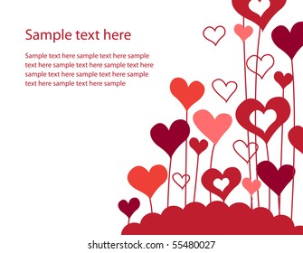 Background with growing hearts